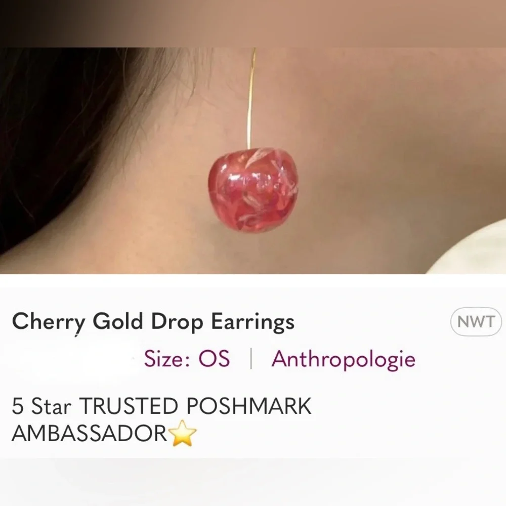 Anthropologie Cherry Red Drop Earrings | New - Picture 8 of 11